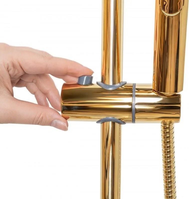 Erga Dubaj, termostatický set sprchového stĺpu s dažďovou sprchou 30cm a s sprchovou hlavicou, zlatá lesklá, ERG-YKA-BP.DUBAJ-THERM-30-GLD