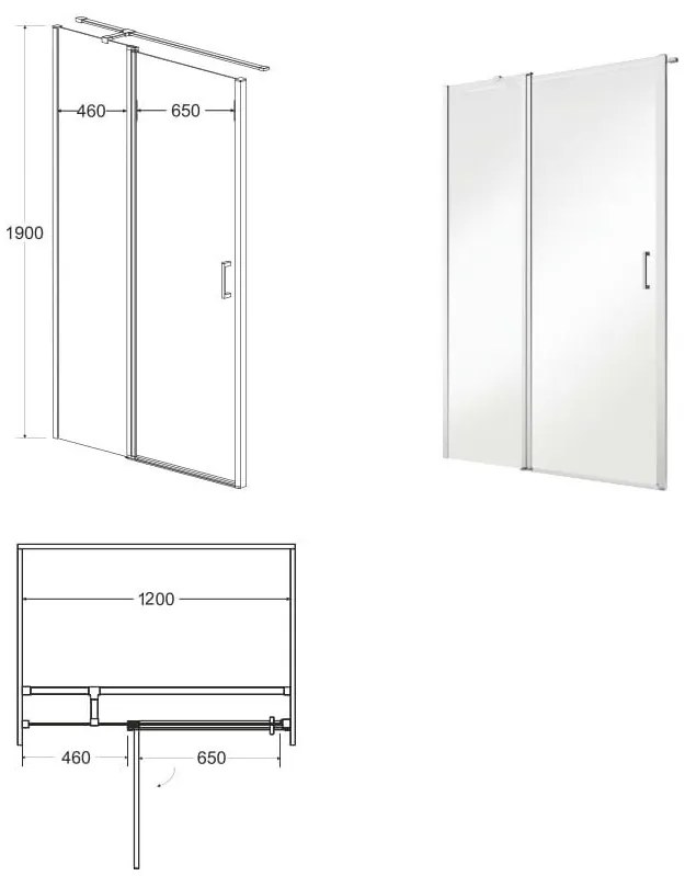 D‘Eluxe - SPRCHOVÉ DVERE - Sprchové dvere SINGLE EC0X 100-120xcm sprchové dvere pivotové jednokrídlové číre 6 chróm univerzálna - ľavá/pravá 110 190 110x190 65