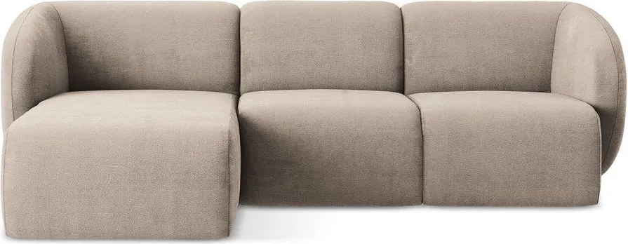 Svetlohnedá ženilková rohová pohovka (ľavý roh/s leňoškou) Lani – Makamii