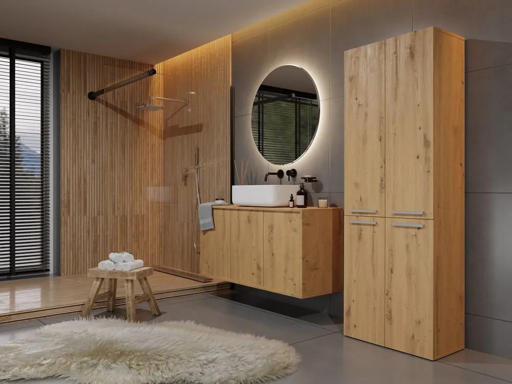 Kúpeľňová skrinka s košom na bielizeň NEL ART I dub artisan