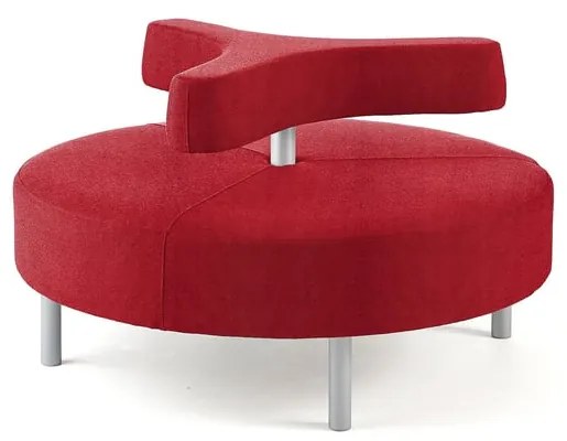 Otoman DOT s 3 opierkami rúk, Ø 1300 mm, látka Medley, červená