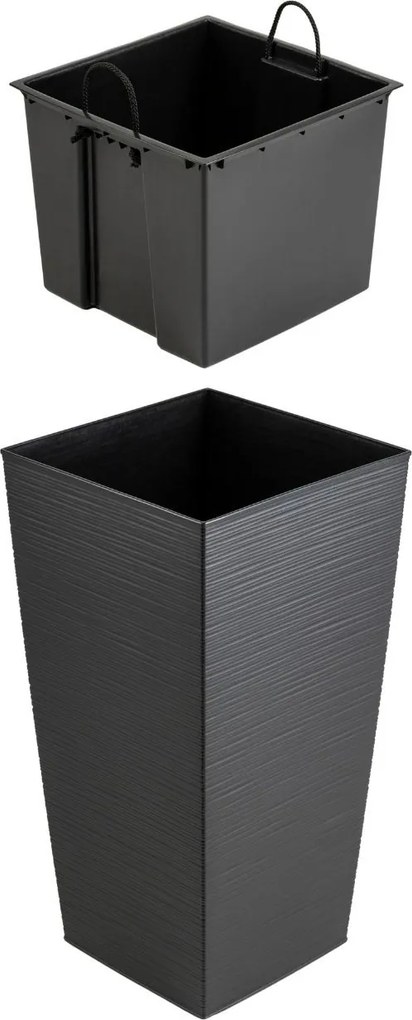 Plastový kvetináč Porto Riflo 67,7x35x35 cm čierny