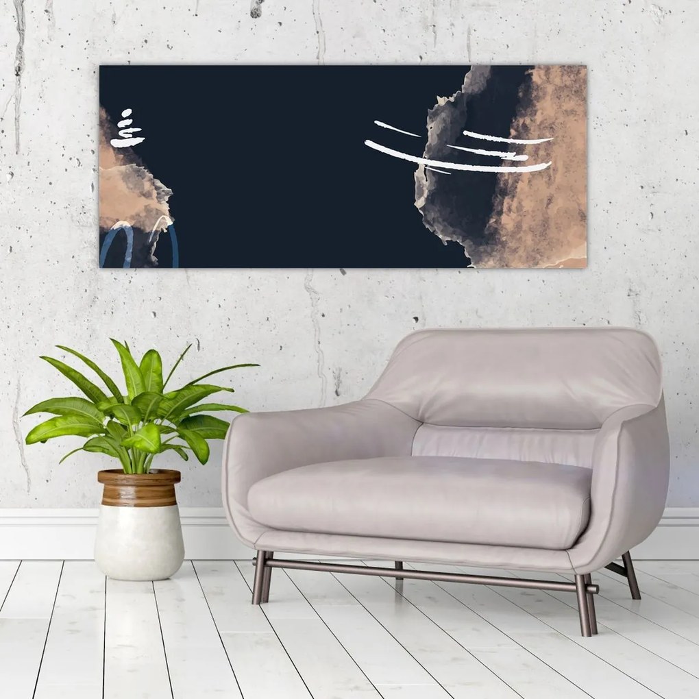 Obraz - Tmavomodrá abstrakcia (120x50 cm)