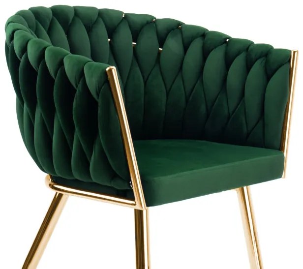 Jedálenská stolička COFTON zamatová, zlatá / tmavozelená