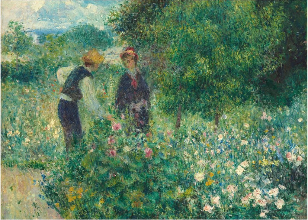 Sklenený obraz - Auguste Renoir, Picking Flowers, reprodukcia (70x50 cm)