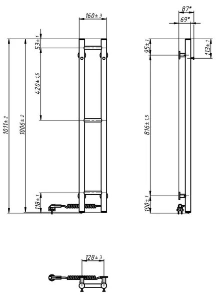 Elektrický sušiak na uteráky SILOUETTE 187W/230V 101,1 cm IP44 biela pravá zaokrúhlený