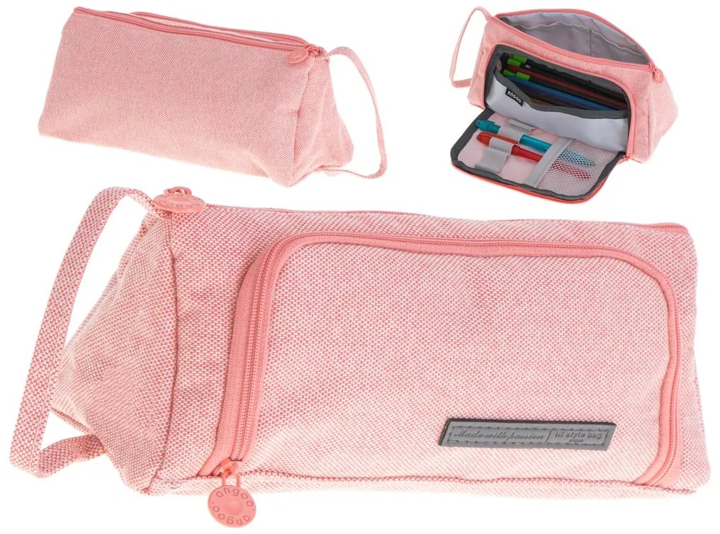 KIK Ružový školský dvojitý peračník - toaletný kufrík (vanity case, kozmetická taštička)