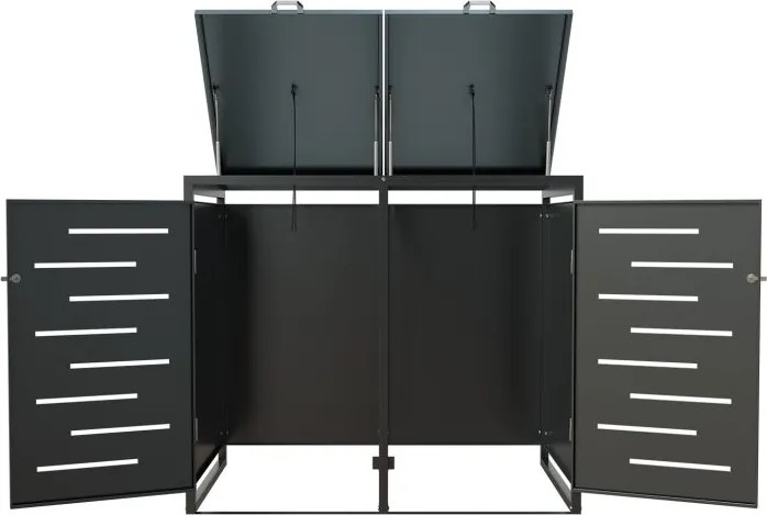 Kovový prístrešok pre 2 popolnice, antracit, 132×116×80 cm