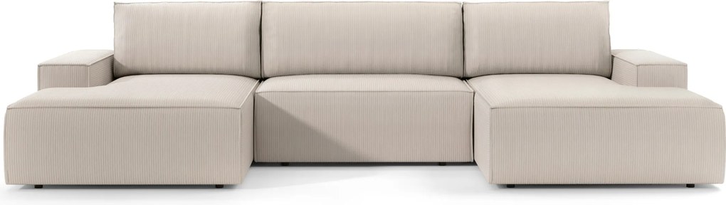 Rohová rozkladacia sedacia súprava Fiord U1 358 cm Poso 100 krémovo biela