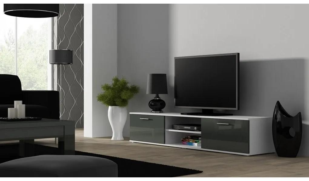 TV stolík SOHO 180 cm Farba: Biela/sivý lesk