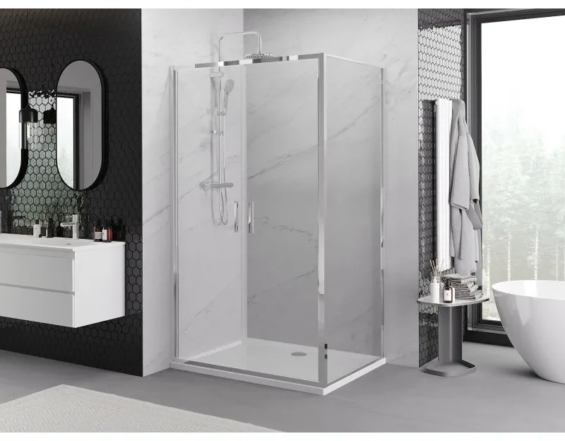 Mexen Exo, sprchovací kút s krídlovými dverami 80 x 95 cm, 6mm číre sklo, chrómový profil, 814-080-095-01-00