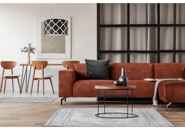 Duolla - Luster na lanku MAROKO 1xE27/40W/230V pr. 45 cm čierna/biela