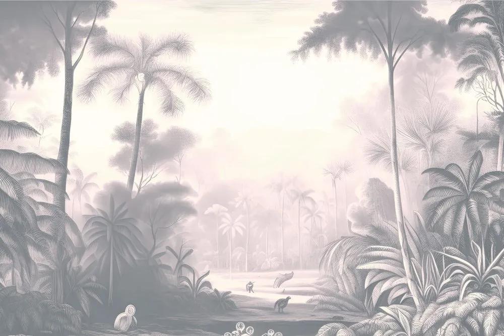 Samolepiaca tapeta zahmlená tropická krajina