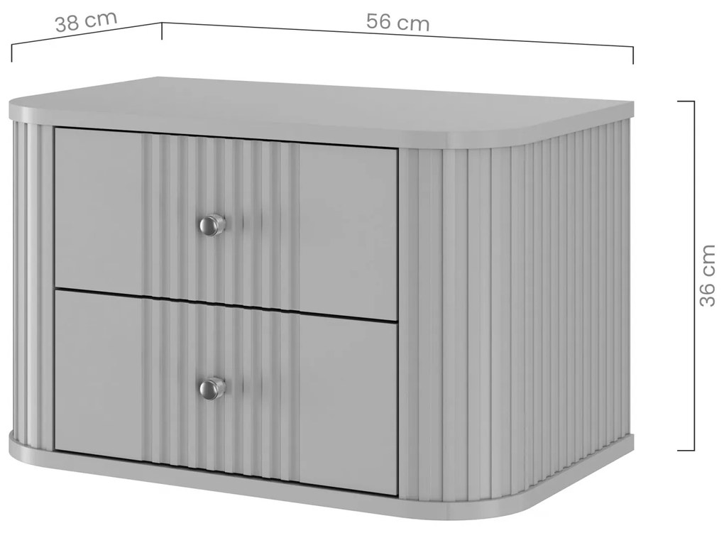 Nočné stolíky na stenu Vespera 56 cm - 2 ks - kašmírová / orech / zlatá