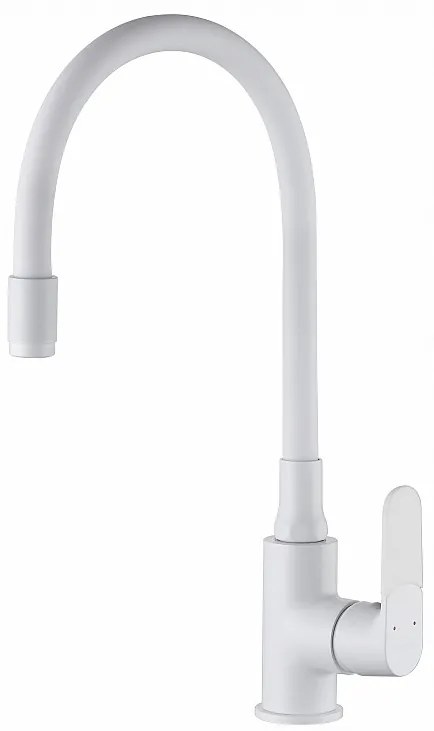 Invena Joga, stojanková drezová batéria s flexibilným ramenom, biela matná, BZ-32-P02-C