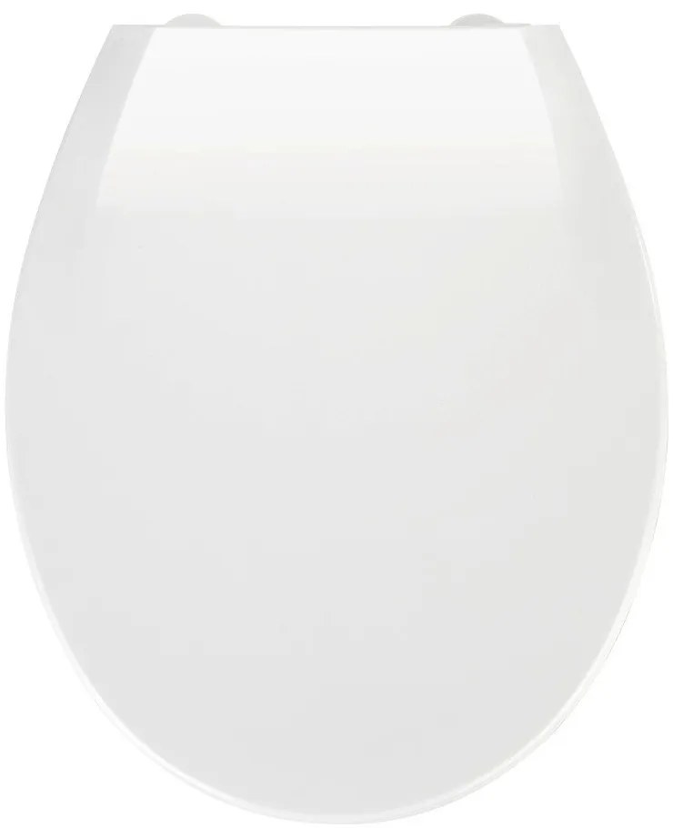 Biele WC sedadlo s jednoduchým zatváraním Wenko Kos, 44 × 37,5 cm