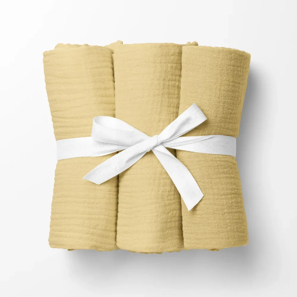 Biante Mušelínová plienka/dečka Nature MSN-003 Pastelovo žltá - ZVÝHODNENÁ SADA 3 KS 70x70 cm - Sada 3 ks
