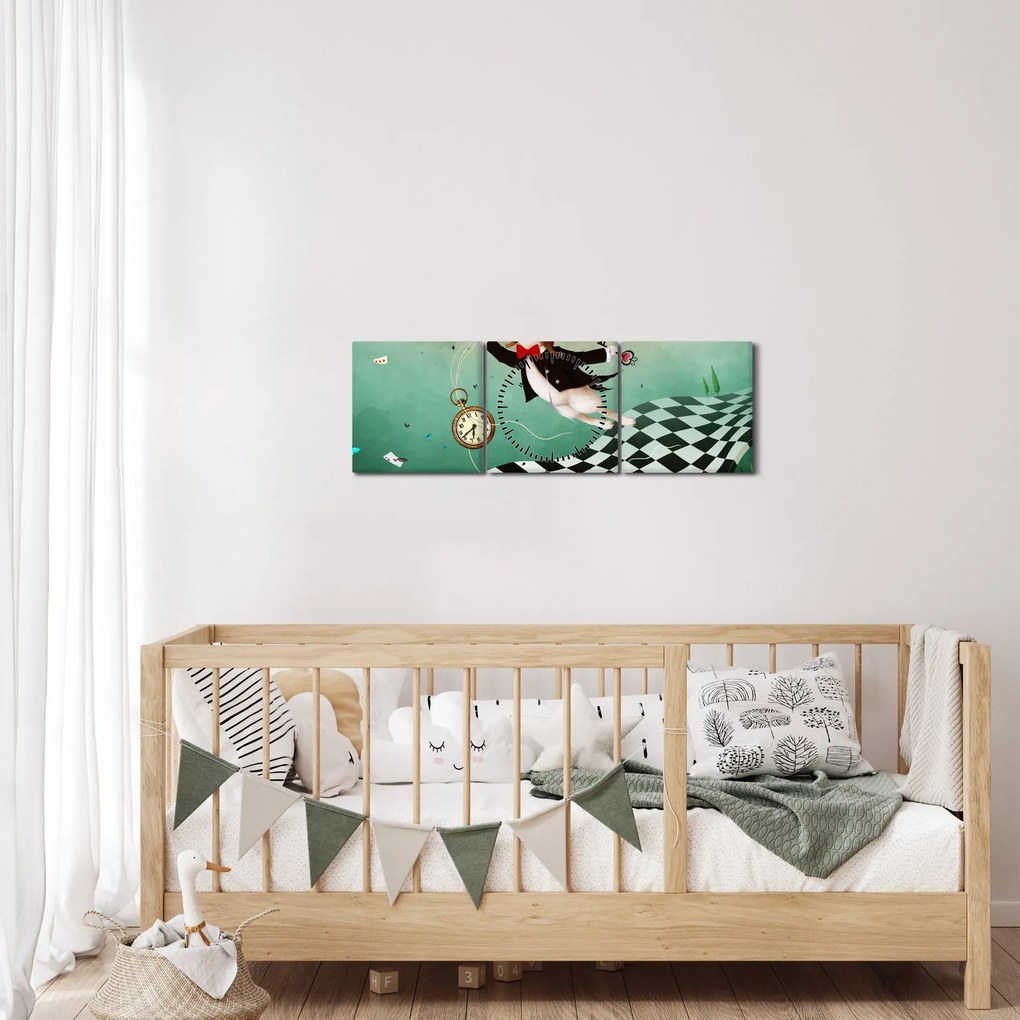 Obraz - Fantasy zajačik (s hodinami) (90x30 cm)