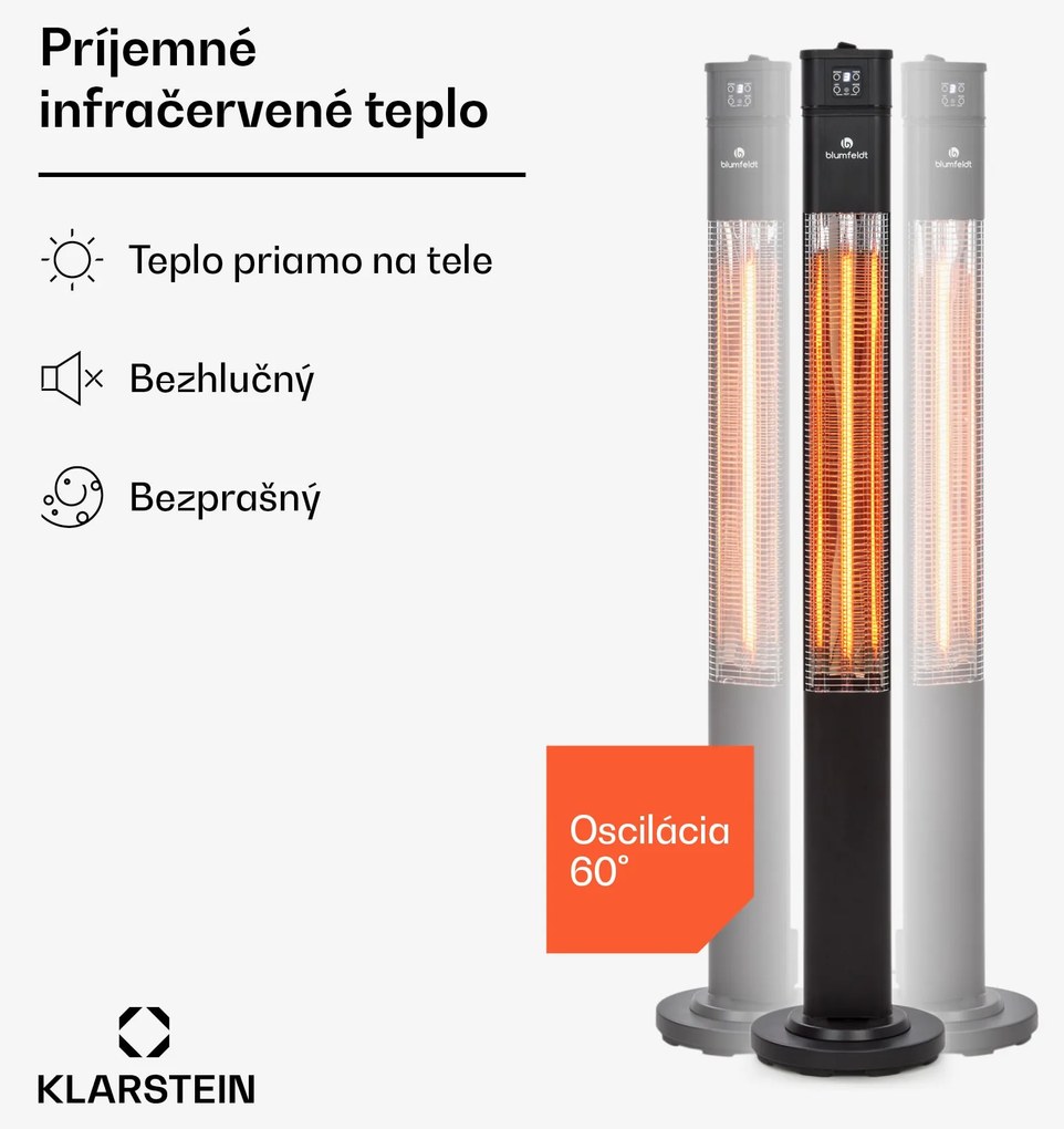 Blumfeldt Heat Guru Plus, infračervený ohrievač, 2000 W, 3 stupne ohrevu, diaľkový ovládač, čierny