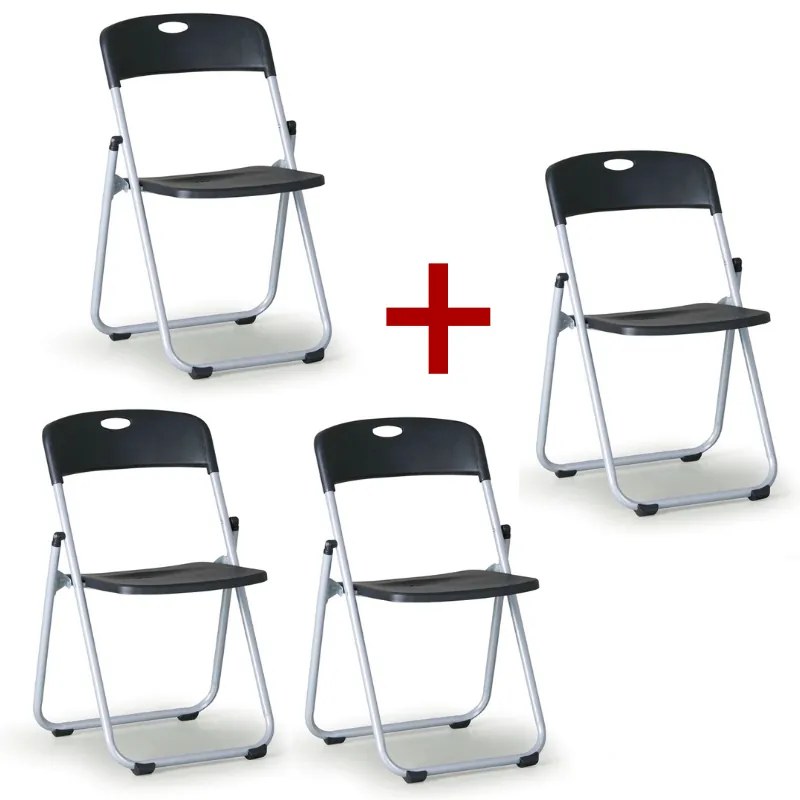 Skladacia stolička CLACK 3+1 ZADARMO, čierna