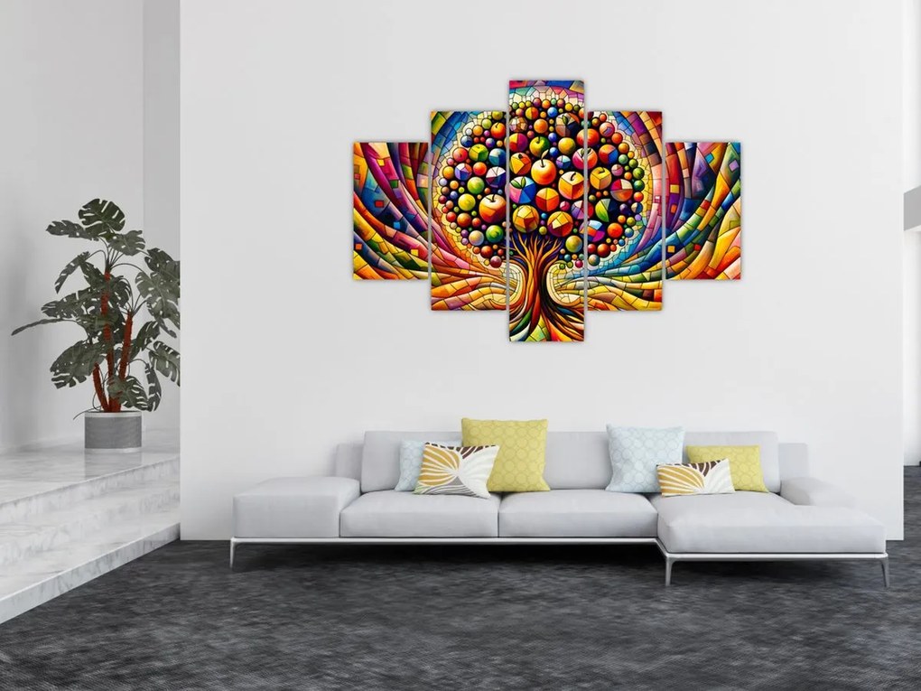 Obraz – Farebný strom s jablkami (150x105 cm)
