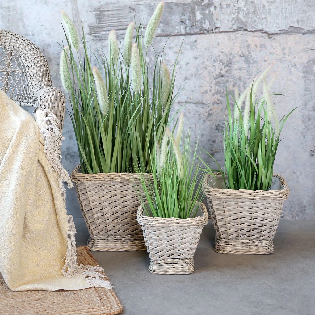 Súprava 3ks kvetináčov s vložkou French Basket Grey – 40*40*32/ 33*33*26/ 25*25*22 cm