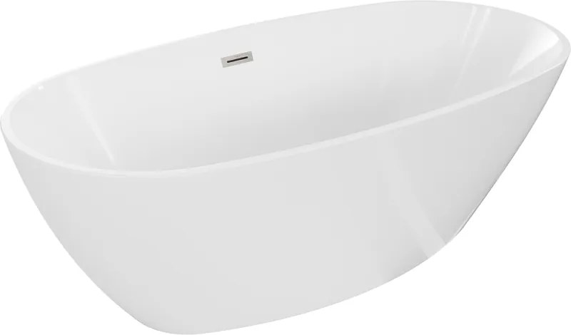 Mexen Eris, voľne stojaca vaňa 170 x 80 cm, biela, brúsená oceľ prepad, 53441708000-97