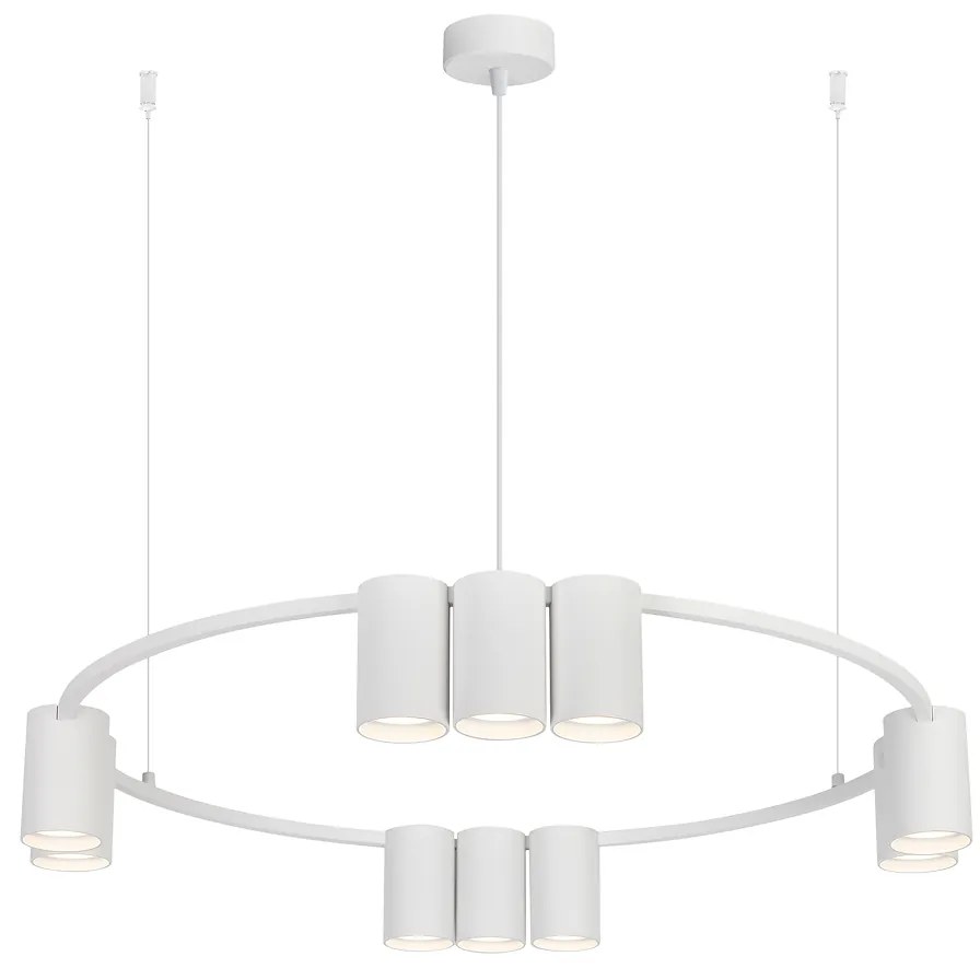 Závesné svietidlo Genesis, 10x biele kovové tienidlo, o