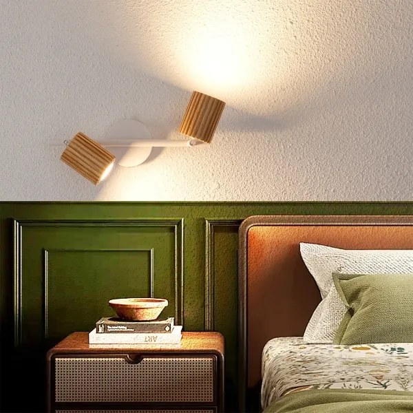 Brilagi - Bodové svietidlo MODERN WOOD 2xGU10/8W/230V drevo/biela