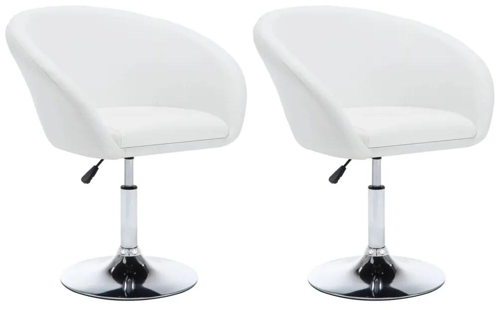 Otočné jedálenské stoličky 2 ks, biele, umelá koža 246912