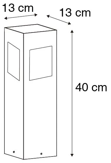 Vonkajšia stojaca lampa čierna 40 cm s nastaviteľným svetlom a senzorom na solárne - Charlotte