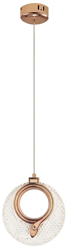 Toolight Toolight, LED krištáľové závesné svietidlo 18x17cm, 12W, 3000K, LHJ110-1CP, ružové zlato, OSW-60051