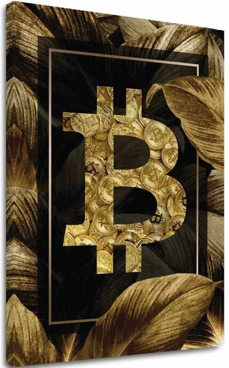 Obraz na plátne Zlatý Bitcoin - Moderný Kryptomotív