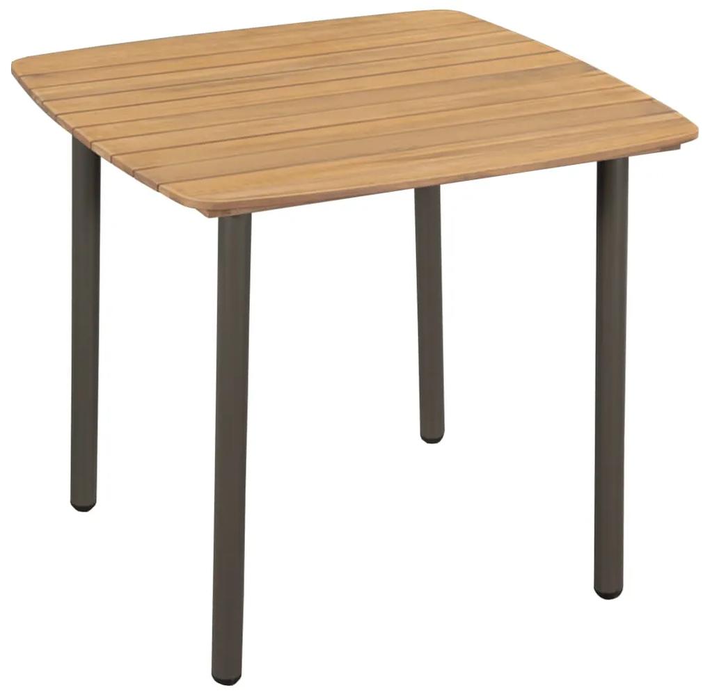 vidaXL Vonkajší jedálenský stôl z masívneho akáciového dreva a ocele 80x80x72 cm