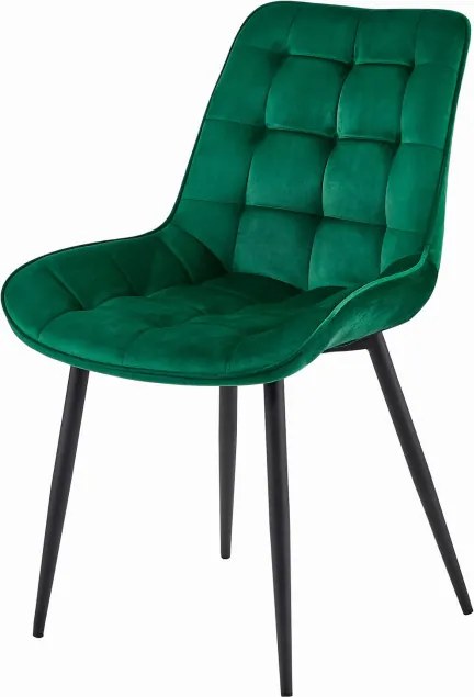 Set dvoch jedálenských stoličiek BERA zamatové tmavozelené / čierne nohy (2ks)