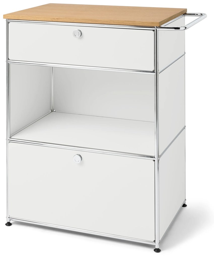 Kovová kávová komoda »CN3« s 2 zásuvkami, biela