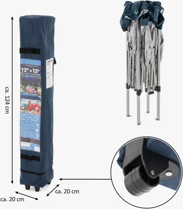 Garthen 71770 Záhradný party stan modrý - 3x3 m, plachta 210 g / m²