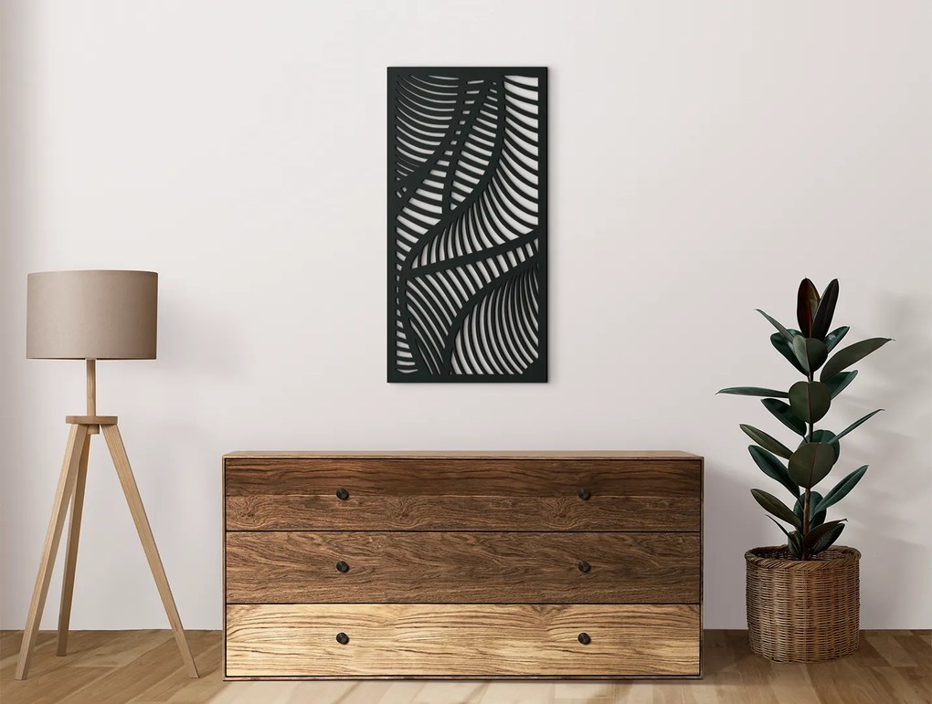 drevko Moderný obraz na stenu Vlnenie Rozmer obrazu: 44,5 x 22,5 cm, Farba dekorácie: Čierna