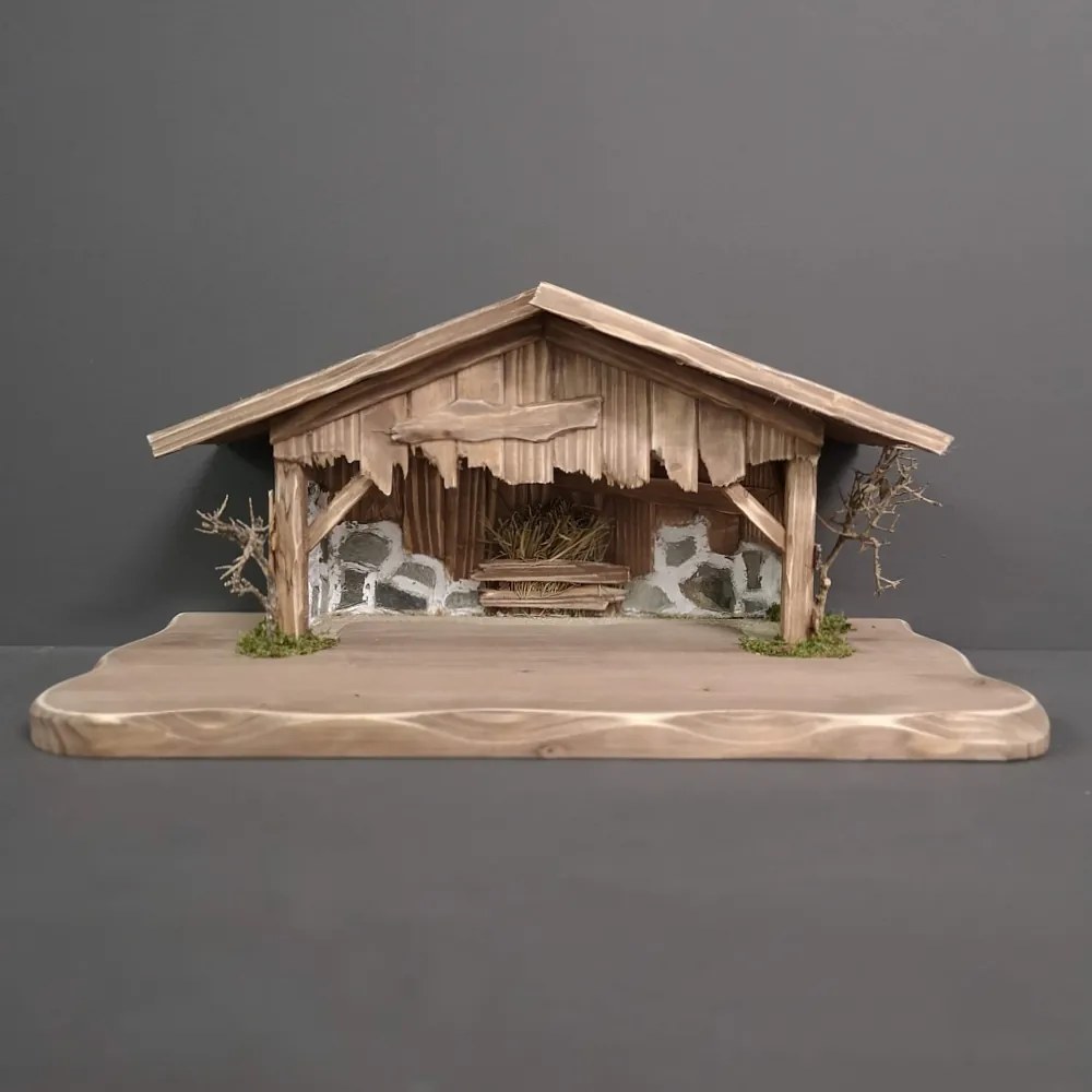AMADEA Drevený betlehem šedohnedý BEZ FIGURÍK 45 cm