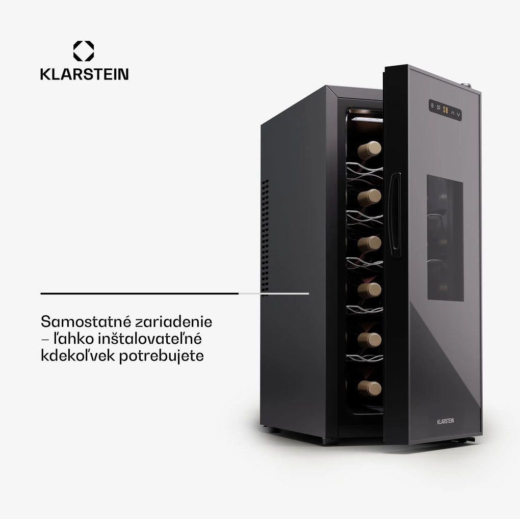 Klarstein Silent Vino 12 Uno Slim Chladnička na víno 30 l / 12 fliaš 8-18 °C Dotyková