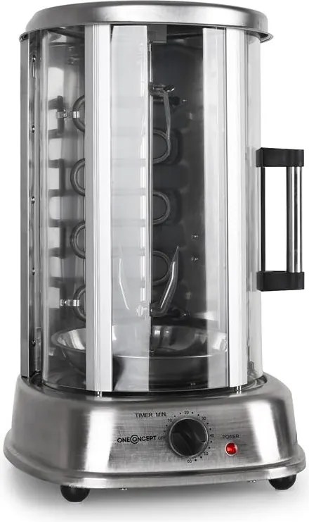 OneConcept Kebap Master Pro, vertikálny gril, 1500 W, strieborný