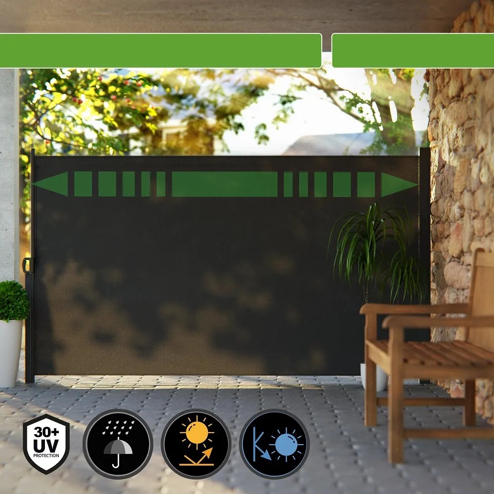 Bočná markíza NOSARA na terasu, 180x300cm antracitová Casaria