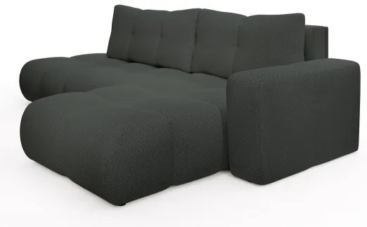 Rozkladacia rohová čalúnená sedacia súprava s úložným priestorom do tvaru L ALMADA pravá antracitová