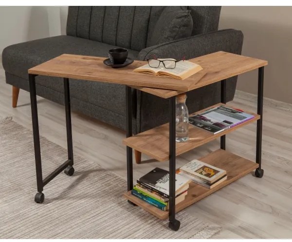 Odkladací stolík MELIN 63x70 cm hnedá/čierna