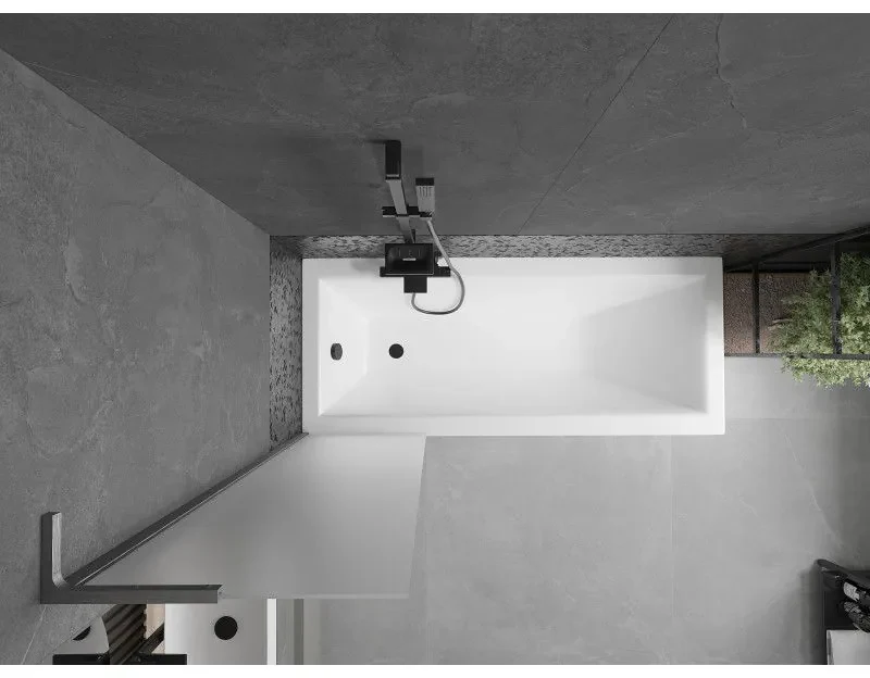 Mexen Next L, 1-krídlová vaňová zástena 50 x 150 cm, 6mm sklo námraza, grafitový profil, 895-050-000-03-30-66
