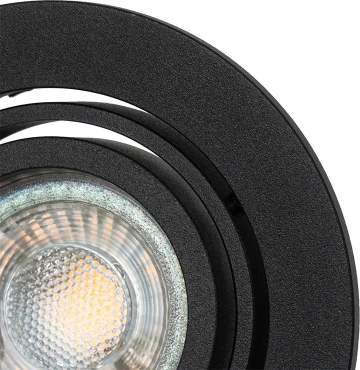 Sada 6 moderných zapustených bodových svetiel čierna naklápacia - Club