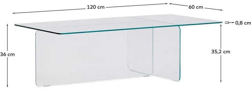 Sklenený konferenčný stolík 60x120 cm Zaren – Kave Home