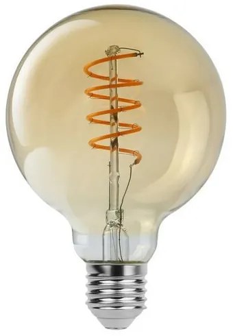 Rabalux Dekoratívna LED filament žiarovka s točeným vláknom, jantárová, E27, G95, 4W, 350lm, 2200K, 20000h.