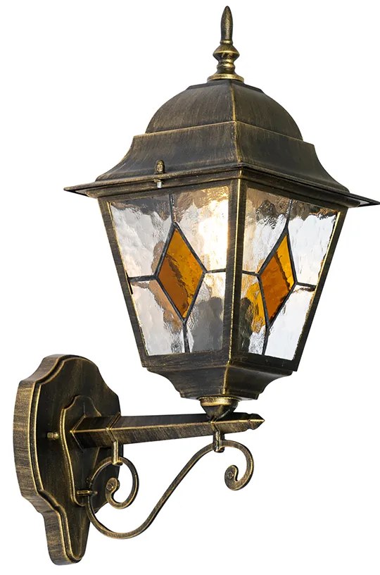 Vintage vonkajšia nástenná lampa starožitná zlatá - Antigua Up