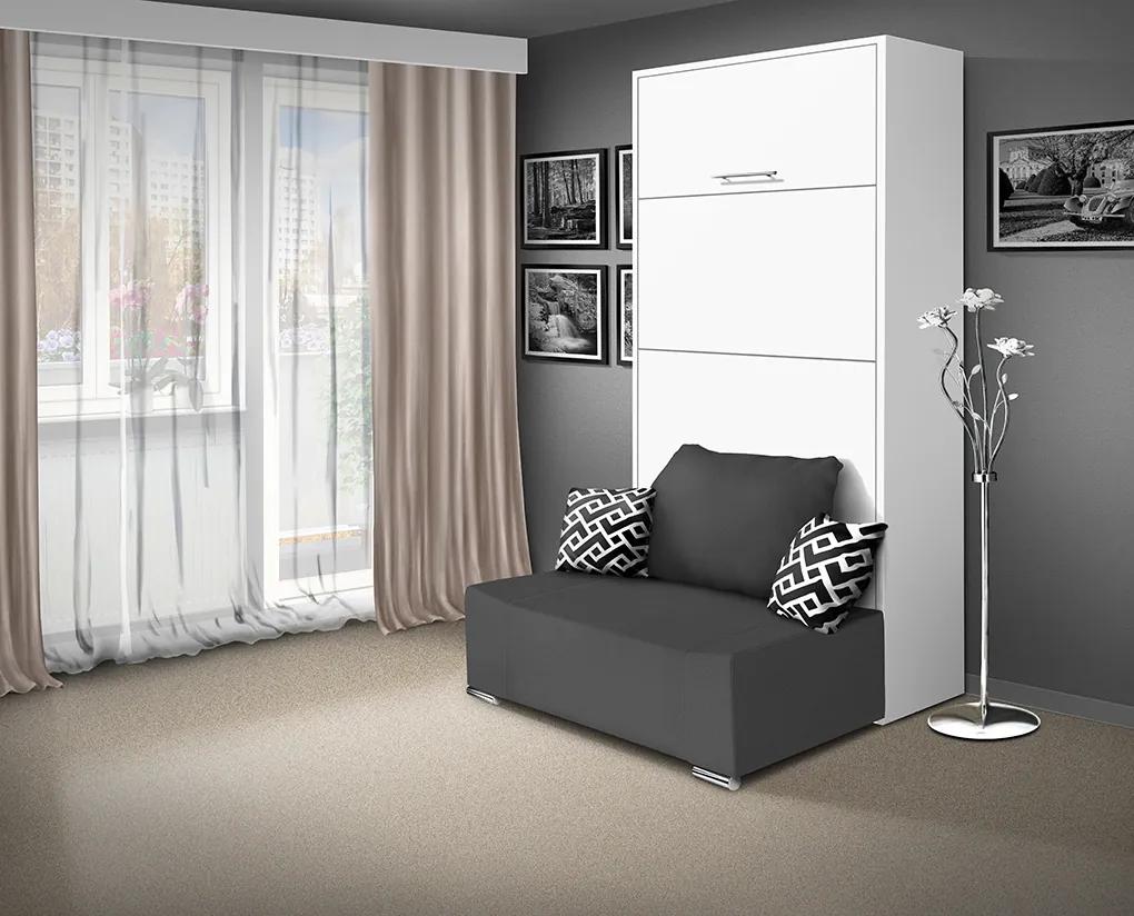 Nabytekmorava Sklápacia posteľ s pohovkou VS 21058P 200x90 farba pohovky: Hnedá, Typ farebného prevedenia: Orech / dvere biele LESK